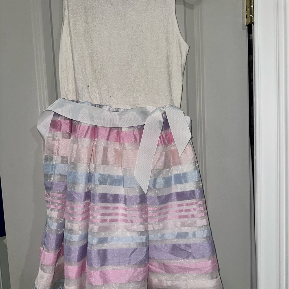 The Children's Place White and Pink Striped Formal Dress